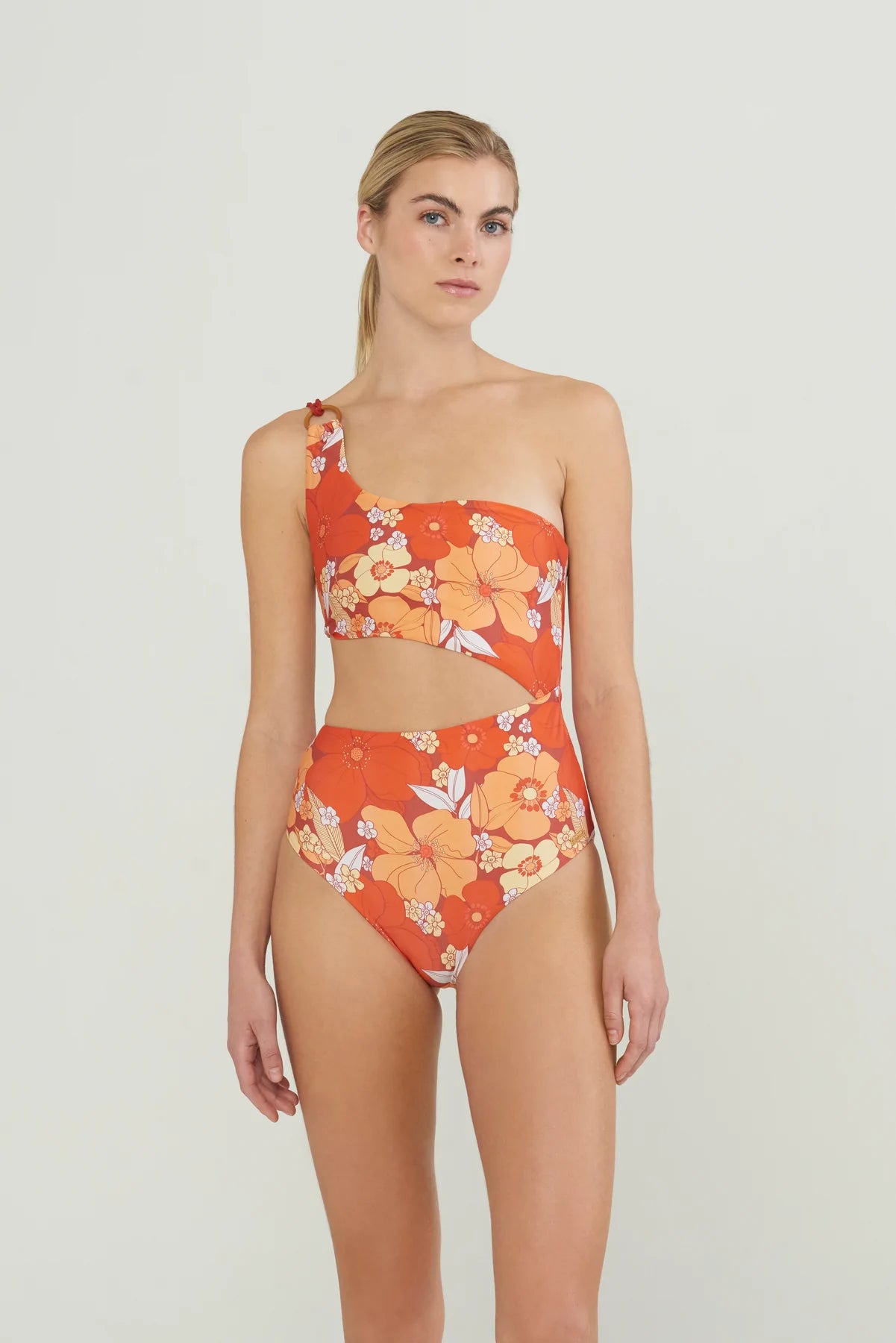 Floral Print One Shoulder Monokini