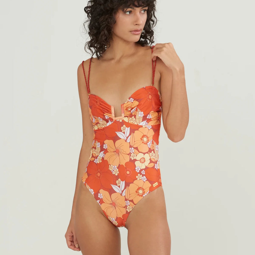 SANTEMARE RUFFLE One-piece Swimsuit - Candy red