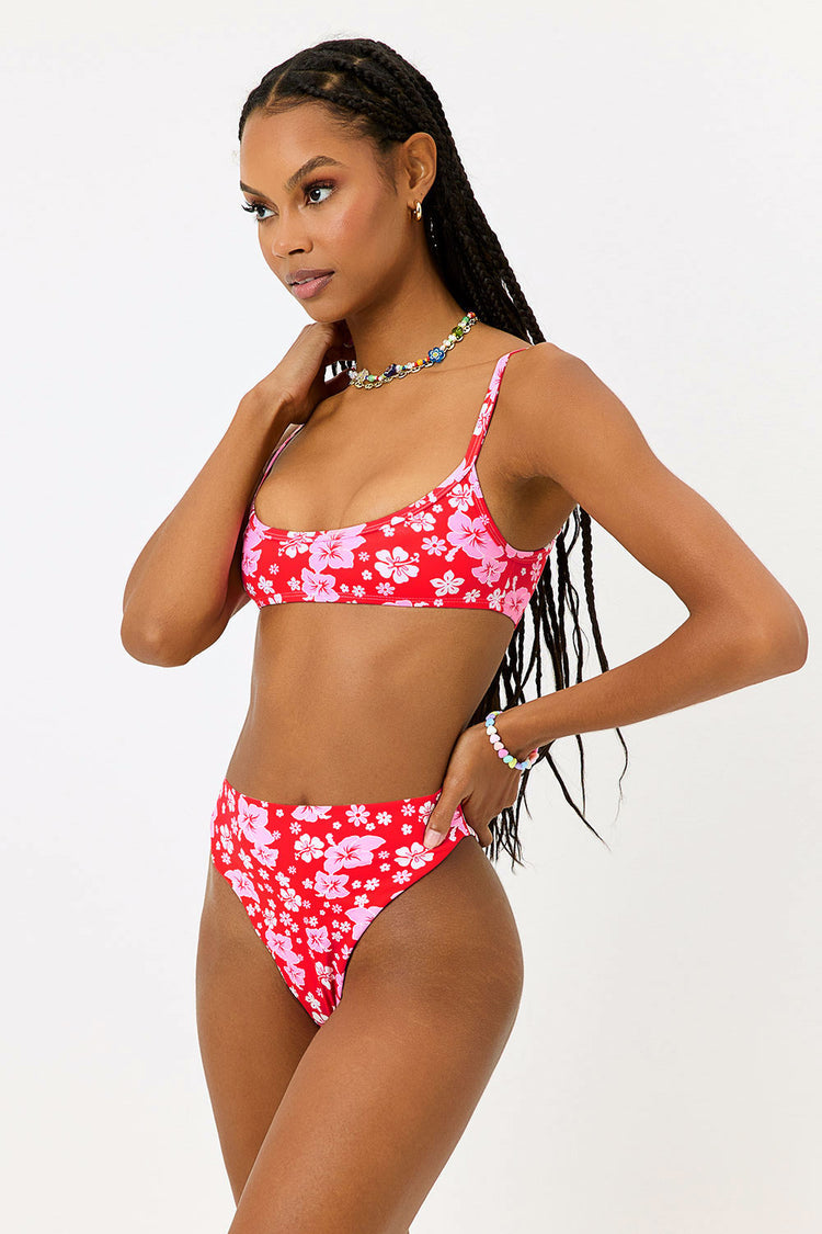 Floral Print Scoopneck Bikini Top