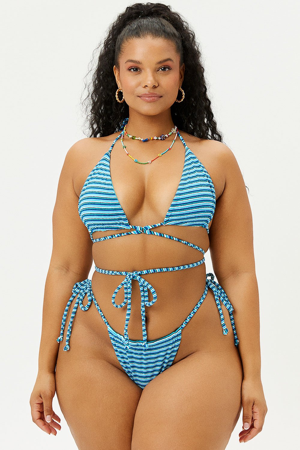 Striped Terry Cheeky Bikini Bottom