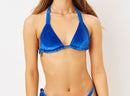 Blue Velvet Tie Side Bikini Bottom
