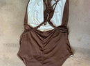 Brown reversible halter one piece