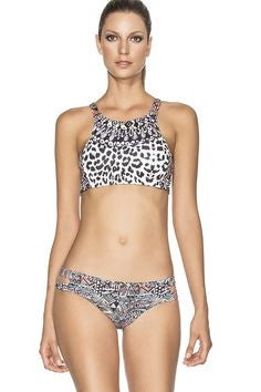 Leopard high neck racer back top