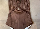 Brown reversible halter one piece