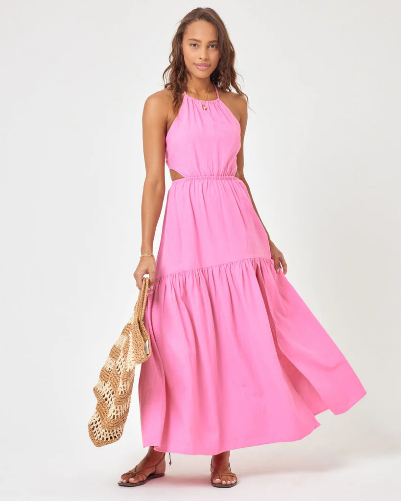 Side Cutout Open Back Maxi Dress