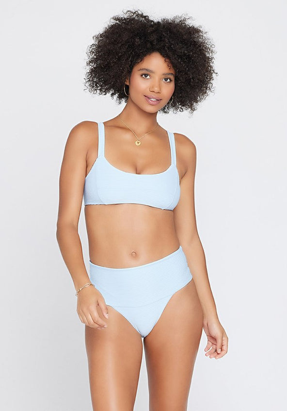 Sky Blue Textured Bikini Top