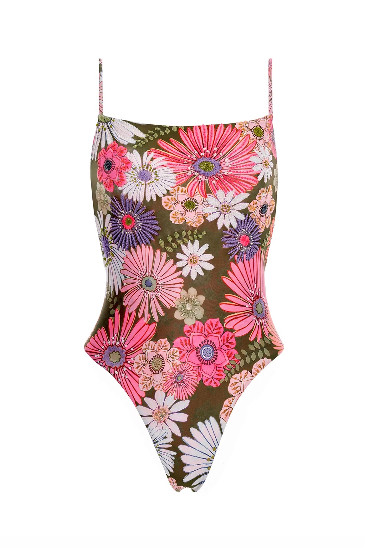 Bright Floral Print Cheeky One Piece