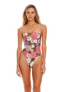 Bright Floral Print Cheeky One Piece