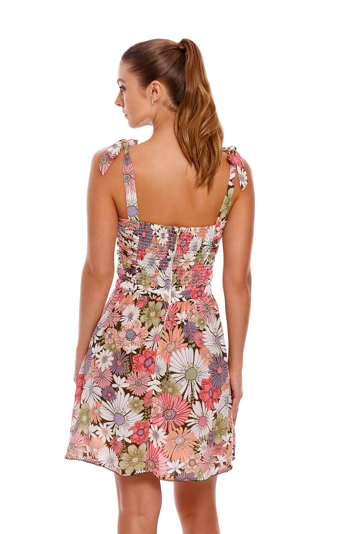 Short Floral Print V-Neck Dress