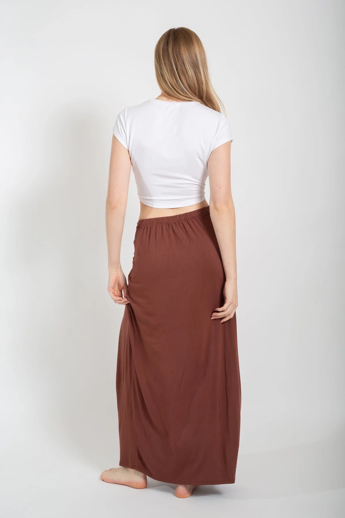 Side Knotted Maxi Skirt