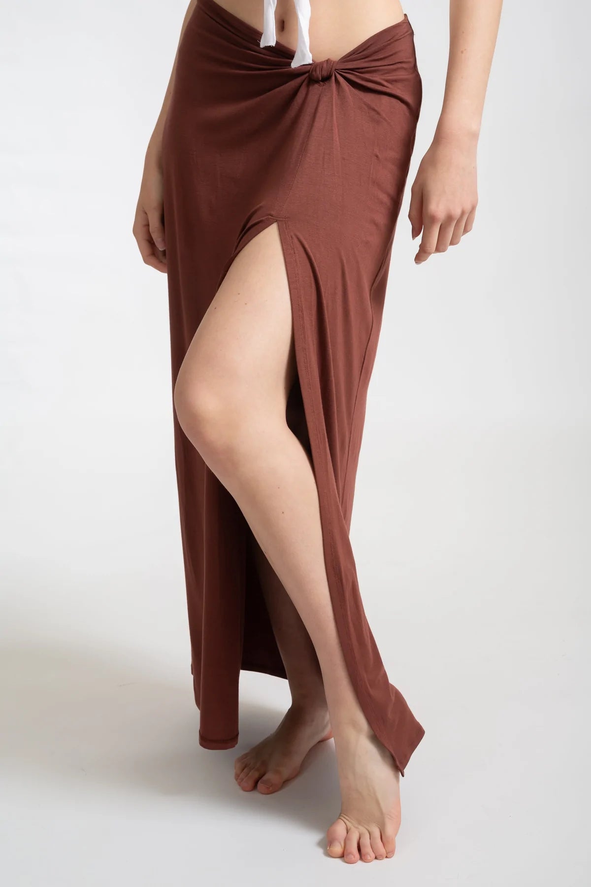 Side Knotted Maxi Skirt