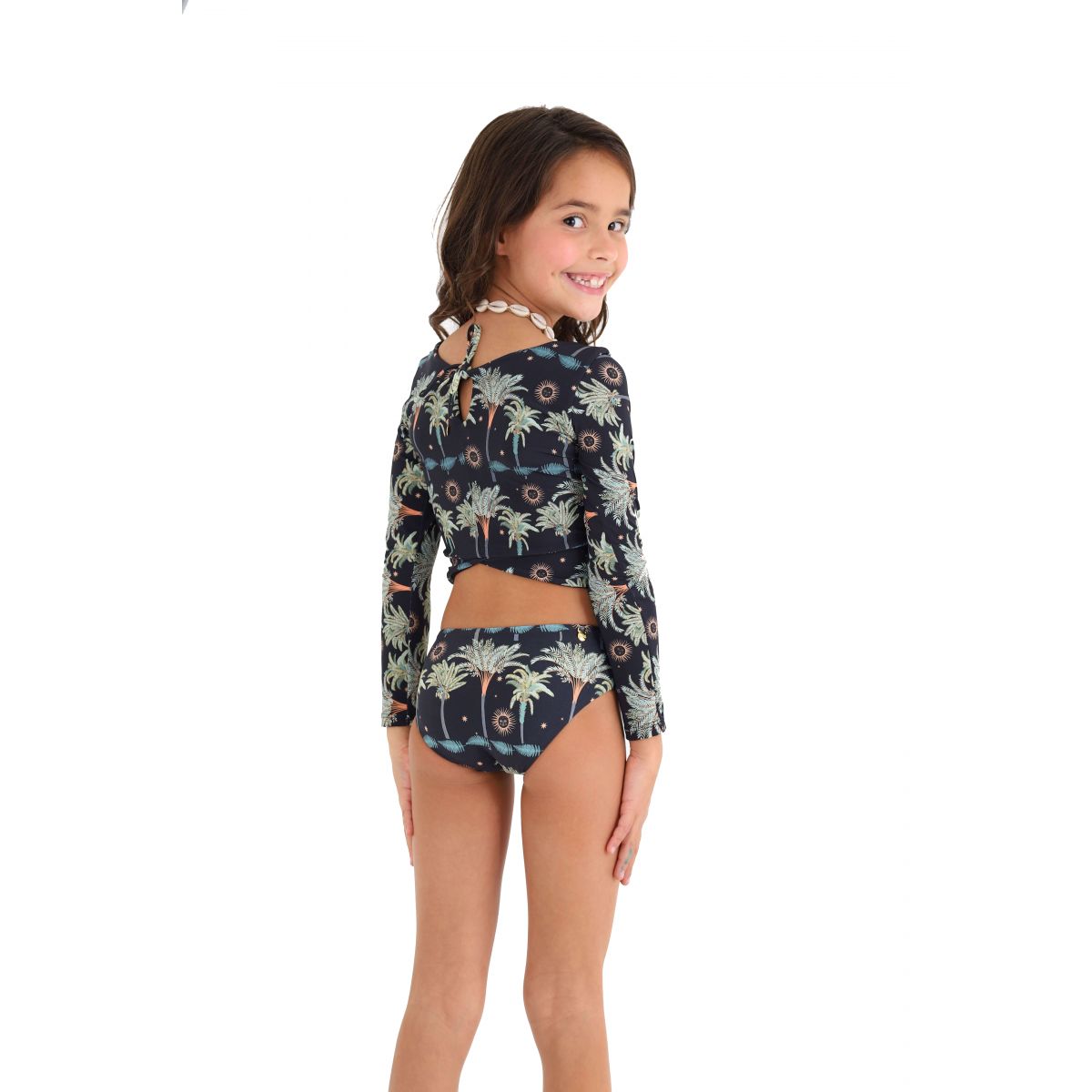 Palm Print Kid's Long Sleeve Swim Set