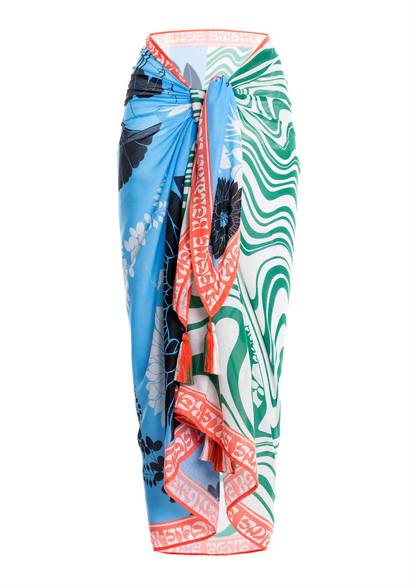 Tasseled Bright Floral Print Sarong