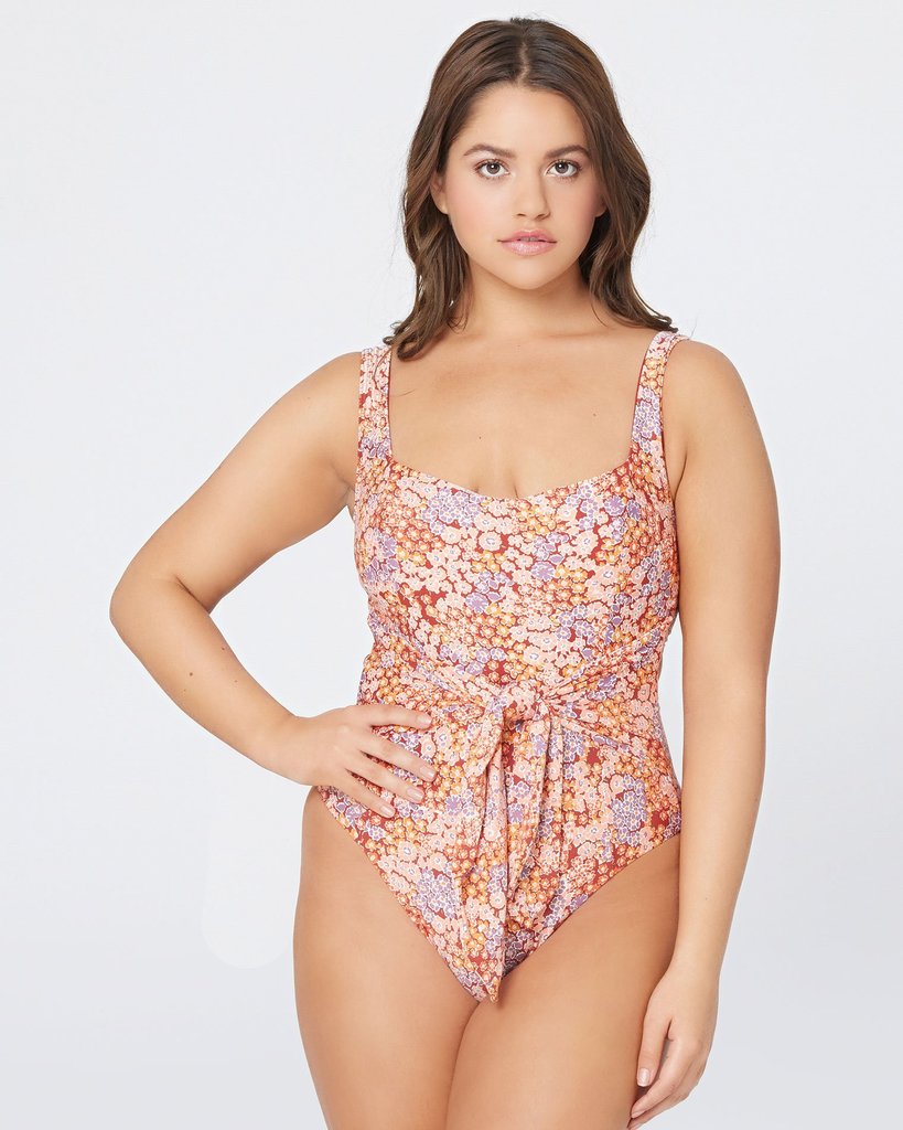 Floral Print Tie Front One Piece
