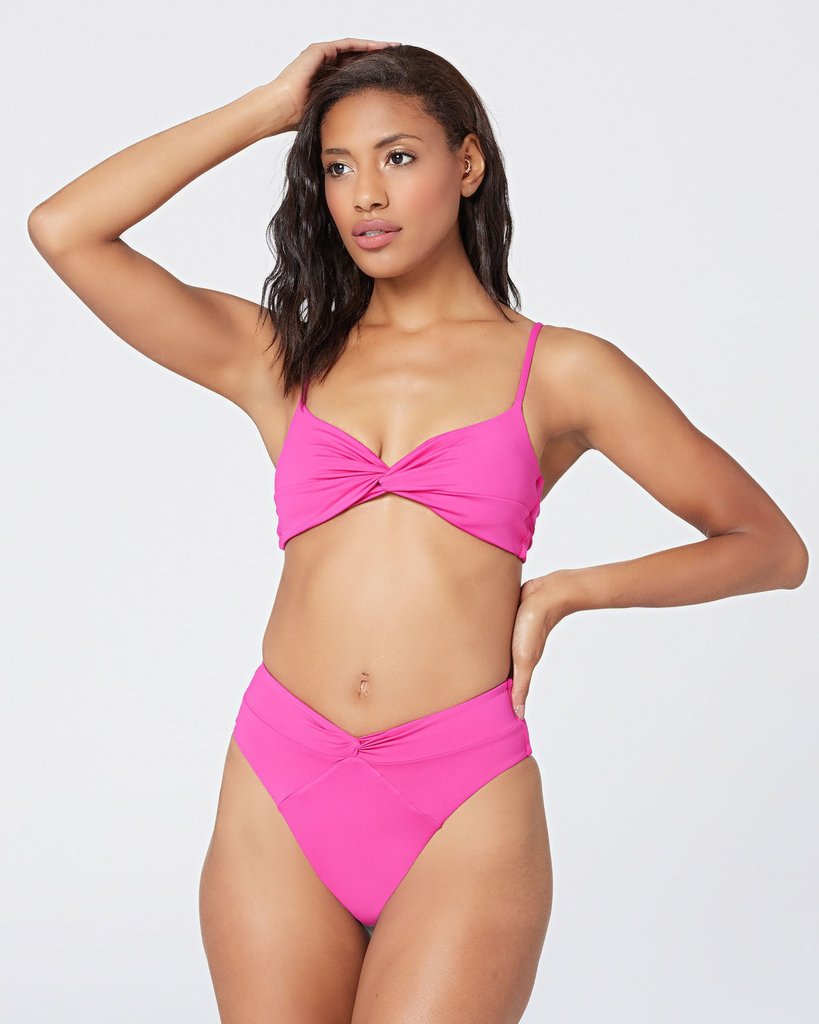 Twist Front High Waisted Bikini Bottom