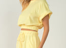 Yellow Short Sleeve Terry Crop Top 