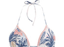 White blue and baby pink embroidered triangle bikini top