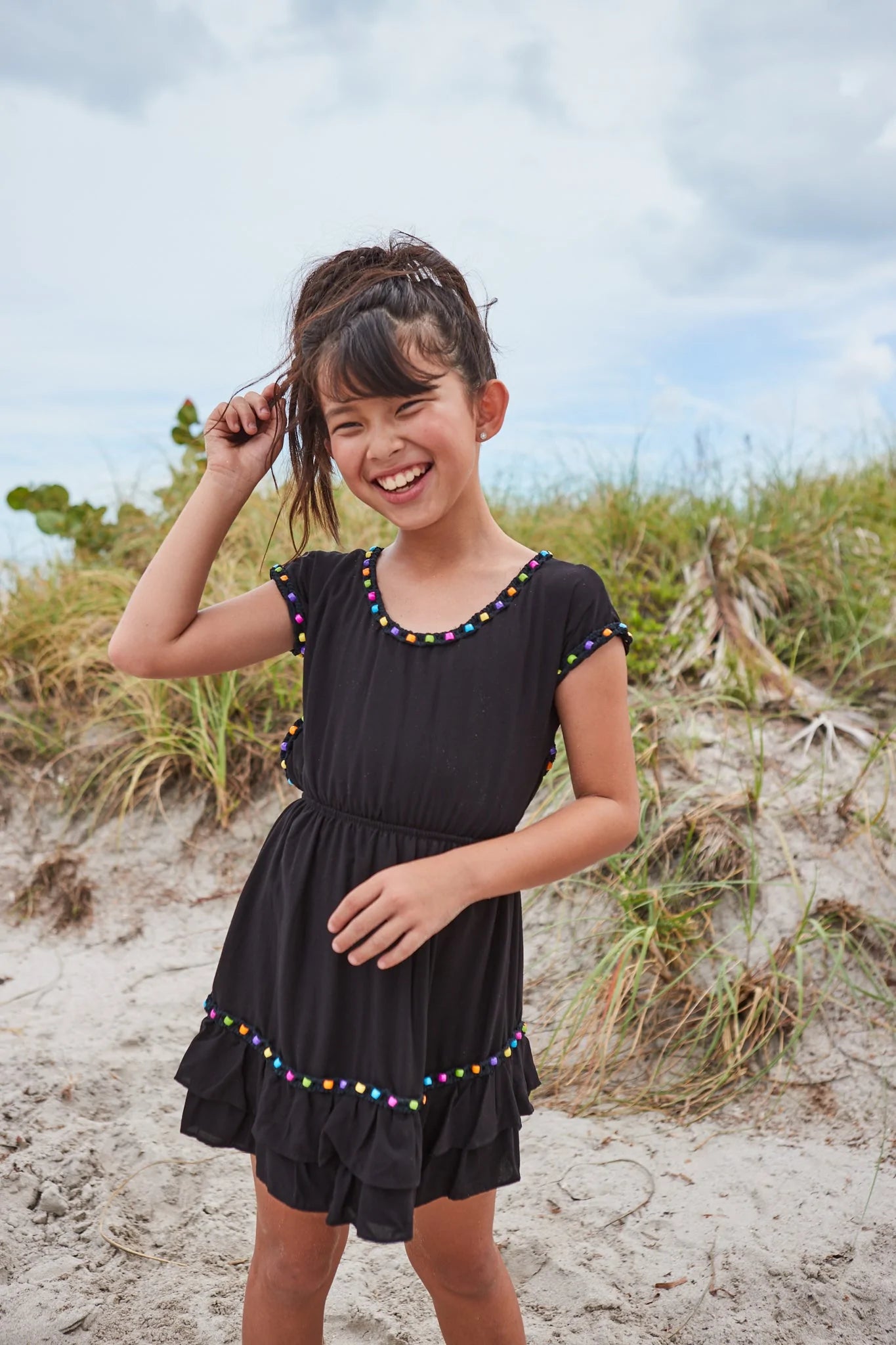 Kid's Black Beaded Dress 