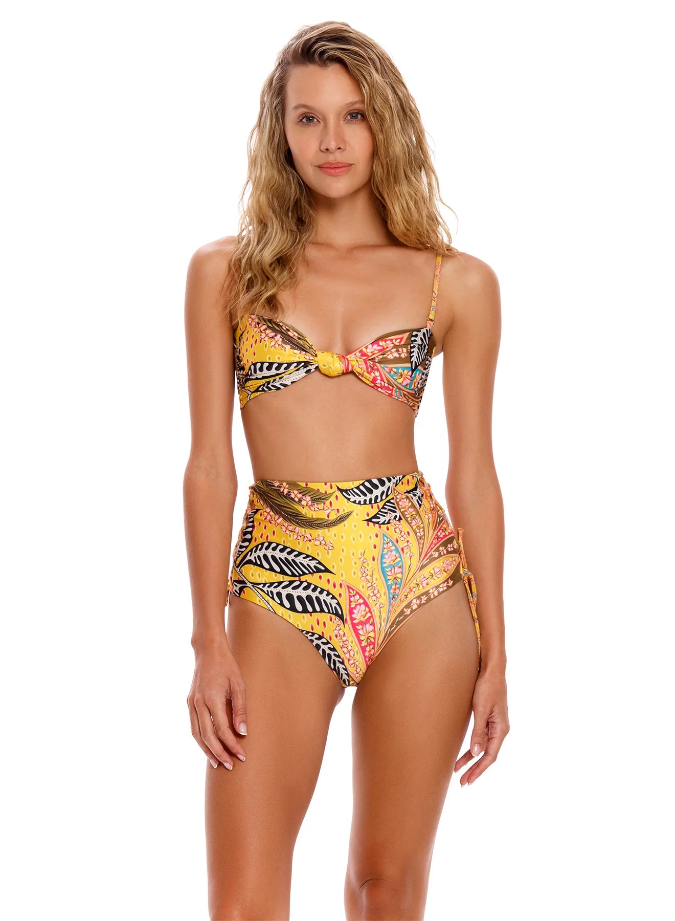 Colorful Print Knot Front Bandeau Top