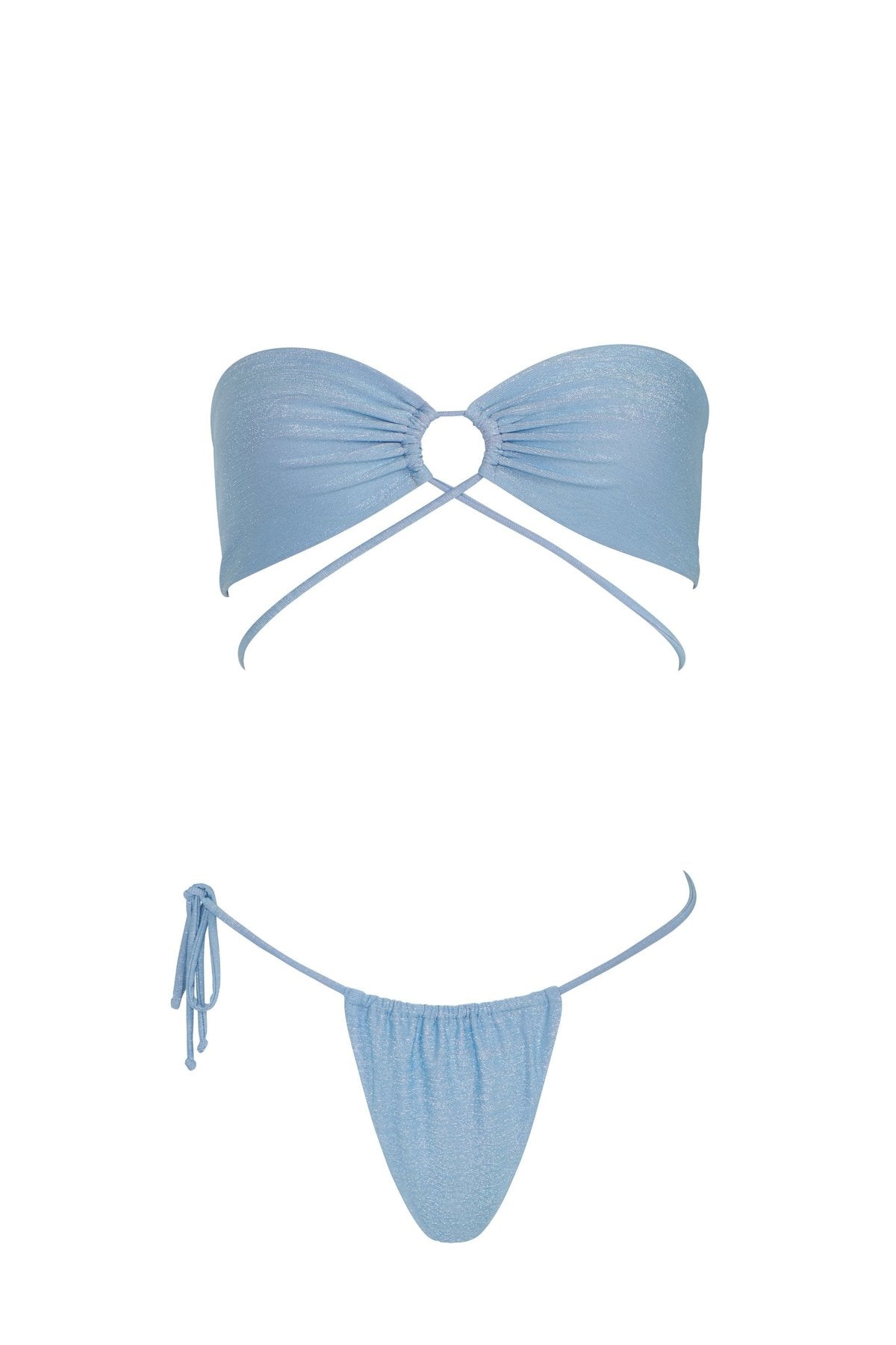 Blue Lurex Halter Top