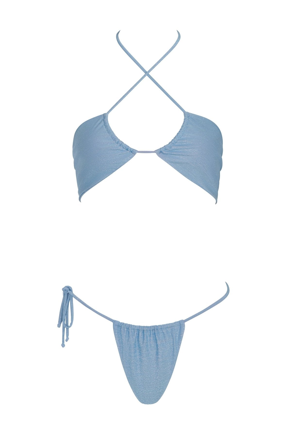 Blue Lurex Halter Top