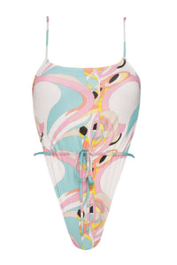 Pink Printed Spaghetti Strap One Piece