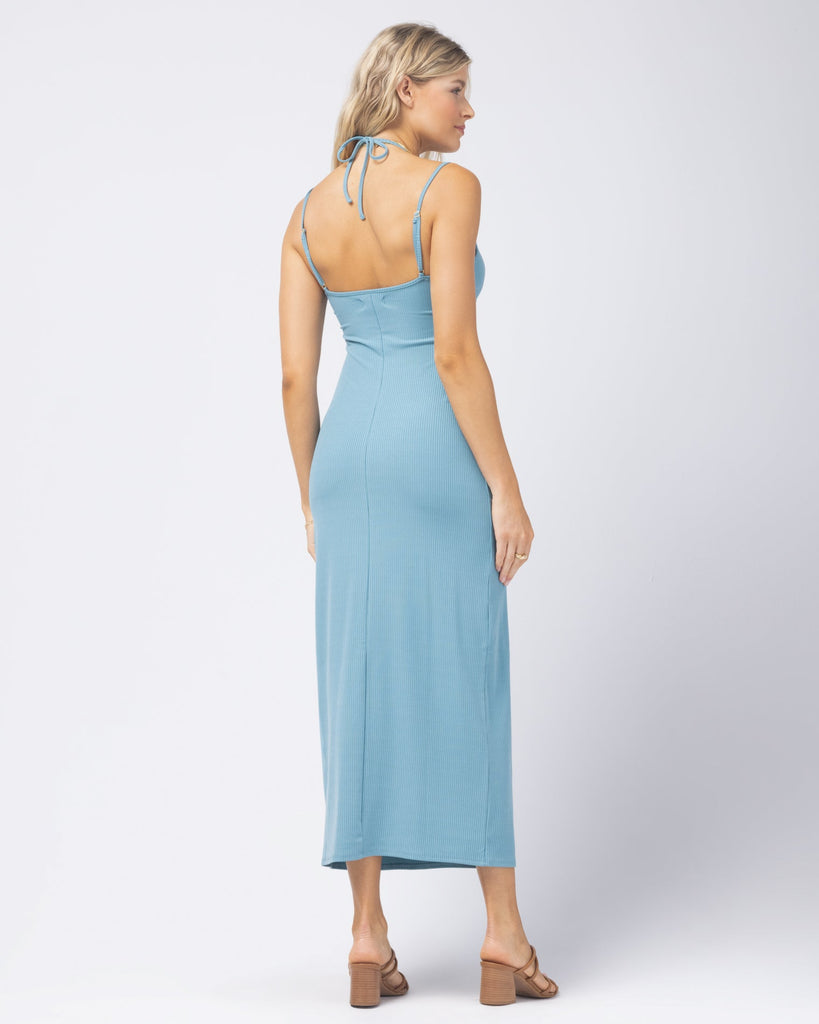 Ribbed Teal Cutout Maxi Dress