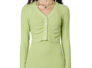 Soft Green Ribbed Women's Cardigan