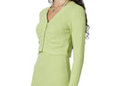 Soft Green Ribbed Women's Cardigan