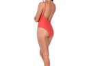 Red textured one piece Malai suit