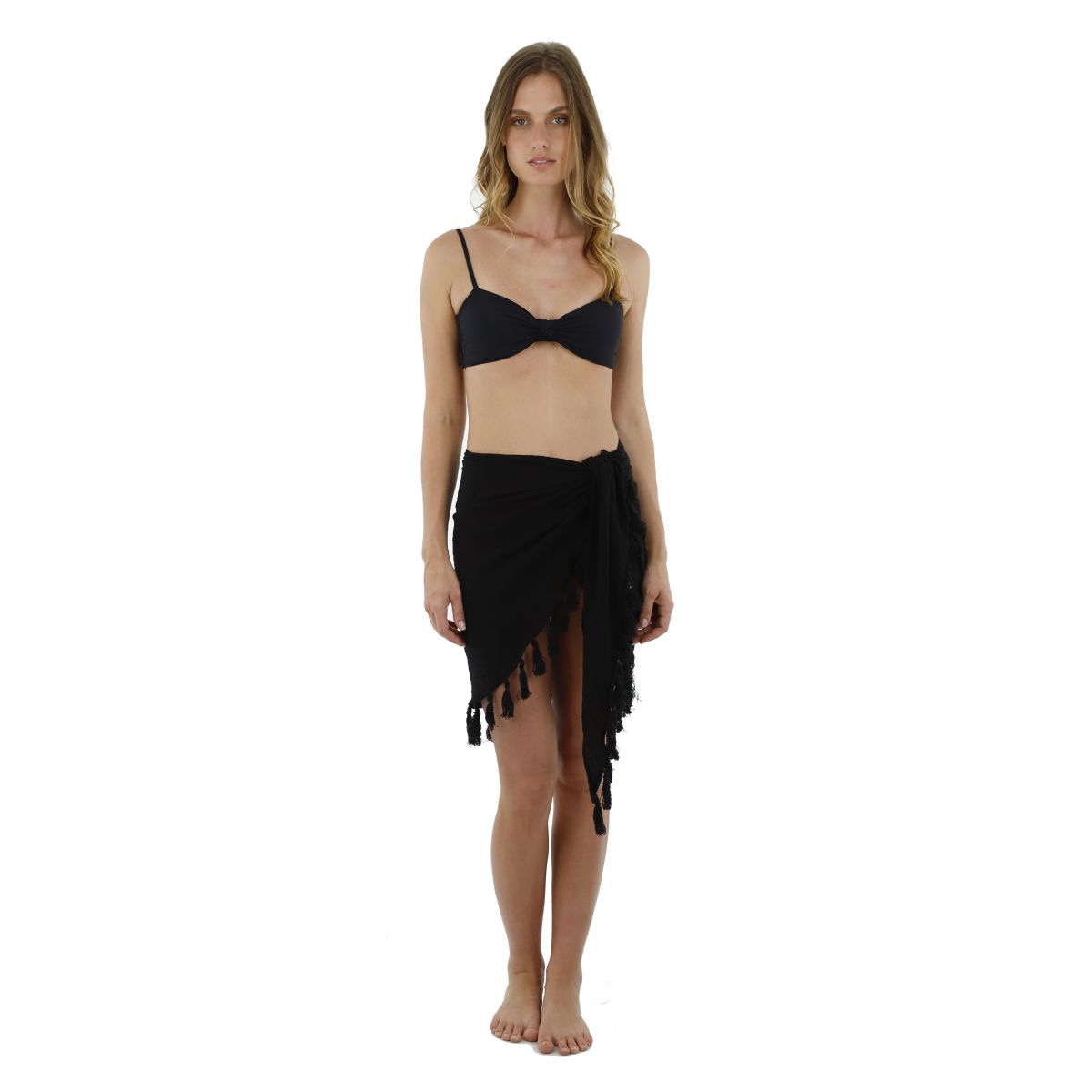 Black Tasseled Cotton Sarong