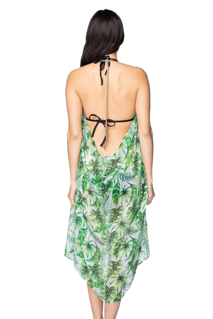 Leafy Green Print Maxi Coverup Dress