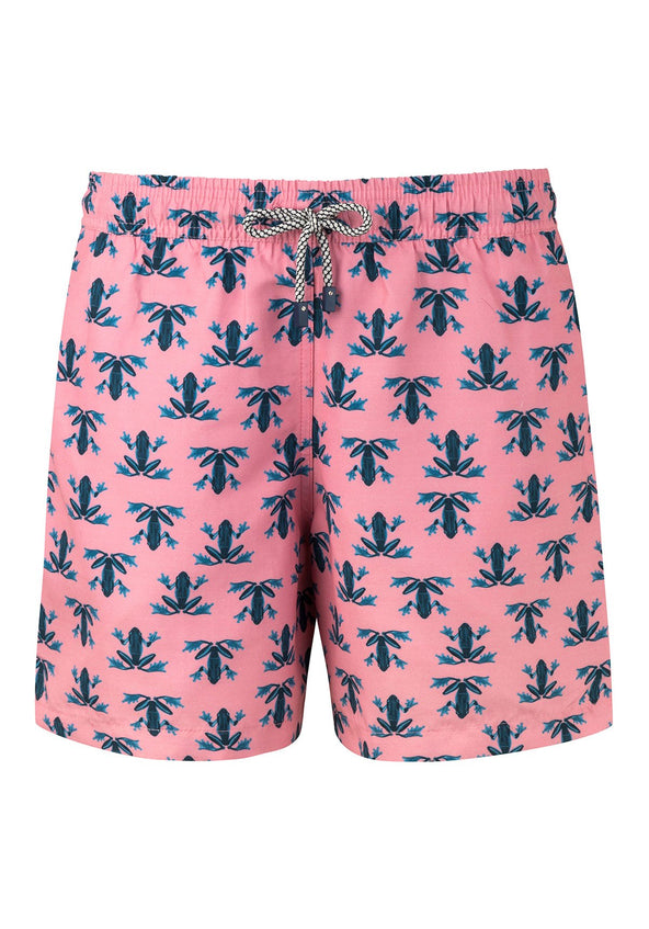 Pink Printed Swim Trunks