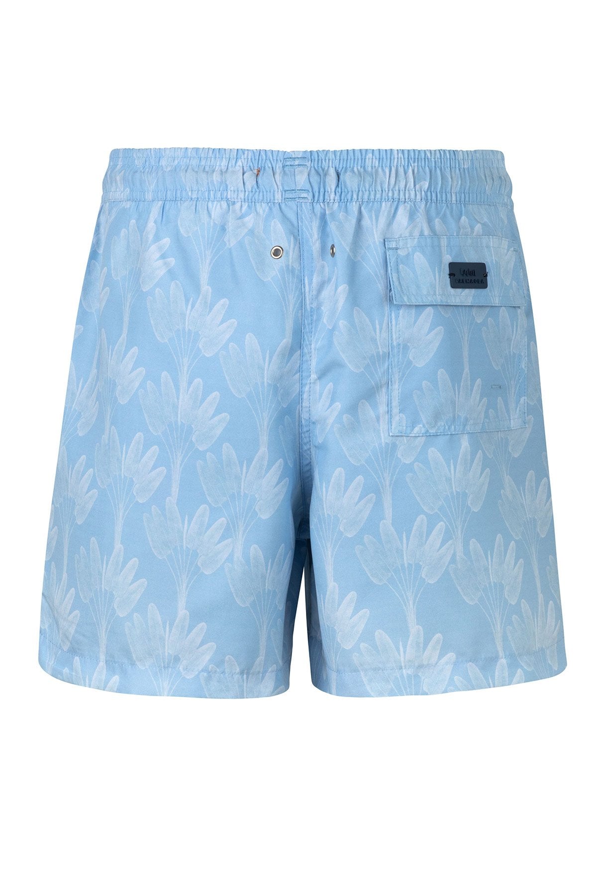 Light Blue Printed Mens Swim Trunks