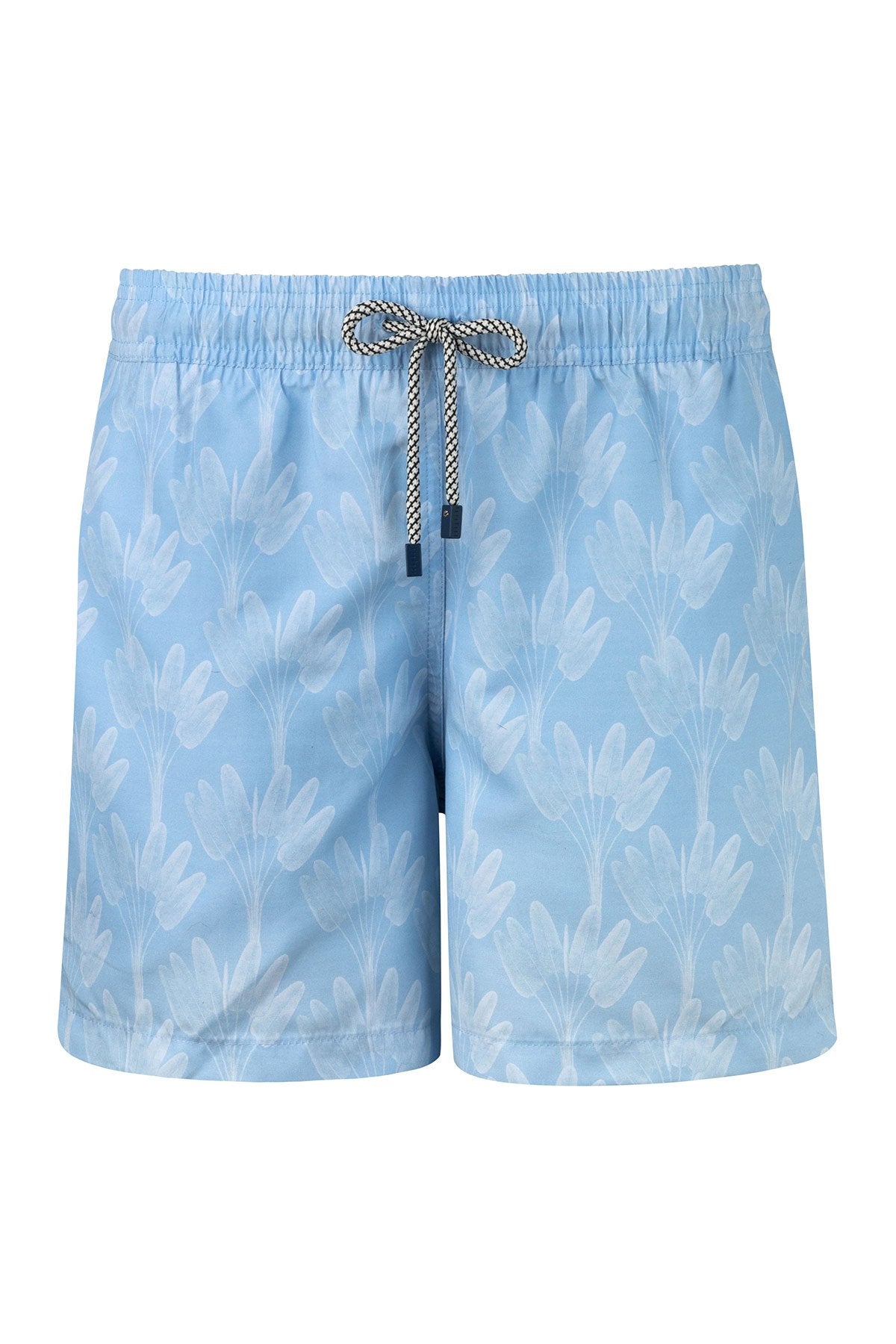 Light Blue Printed Mens Swim Trunks