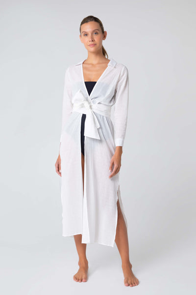 Ivory Cotton Wrap Dress 