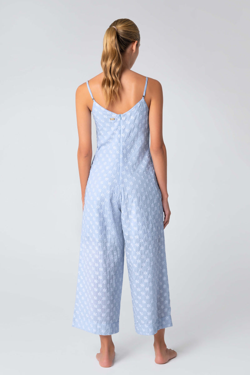 Light Blue Floral Print Jumpsuit 