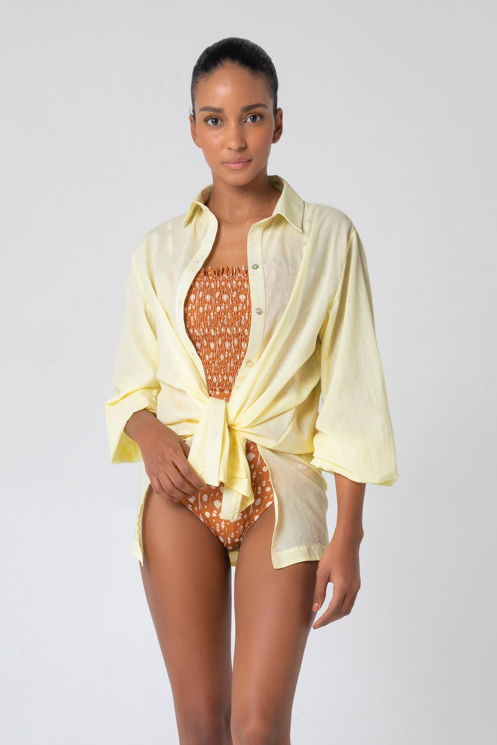 Yellow Puffy Sleeved Camisole 