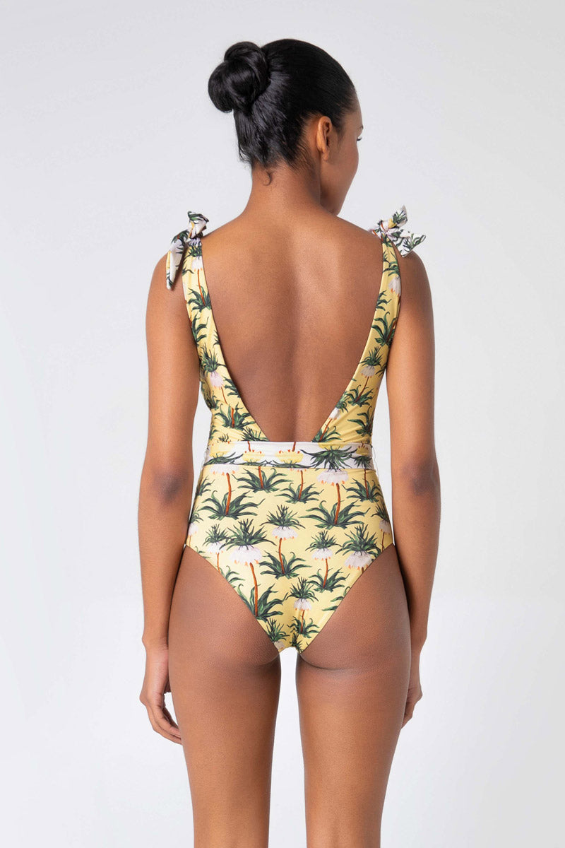 Tropical Print Belted One Piece 