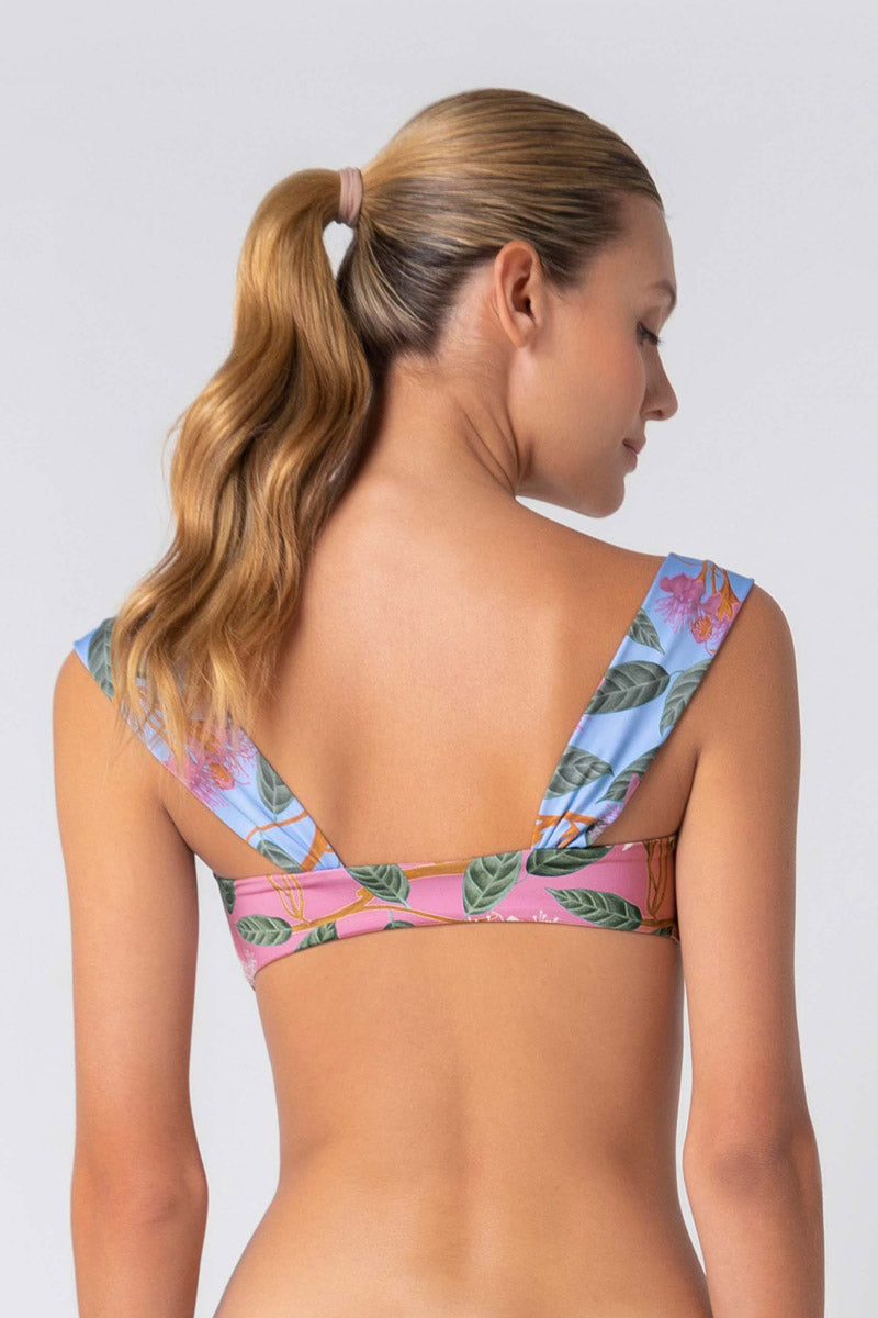 Printed Tie Front Bikini Top