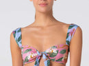 Printed Tie Front Bikini Top