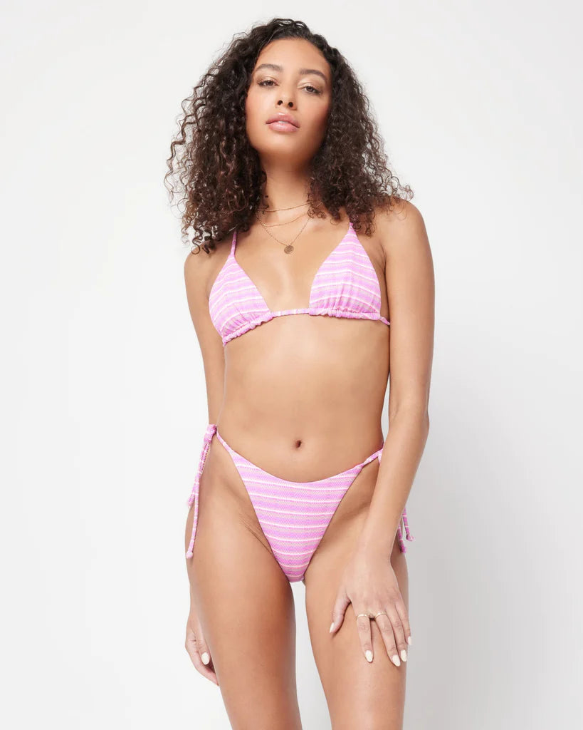 Multicolor Striped Tie Side Bikini Bottom 