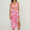 bright pink with white leaves printed sarong 