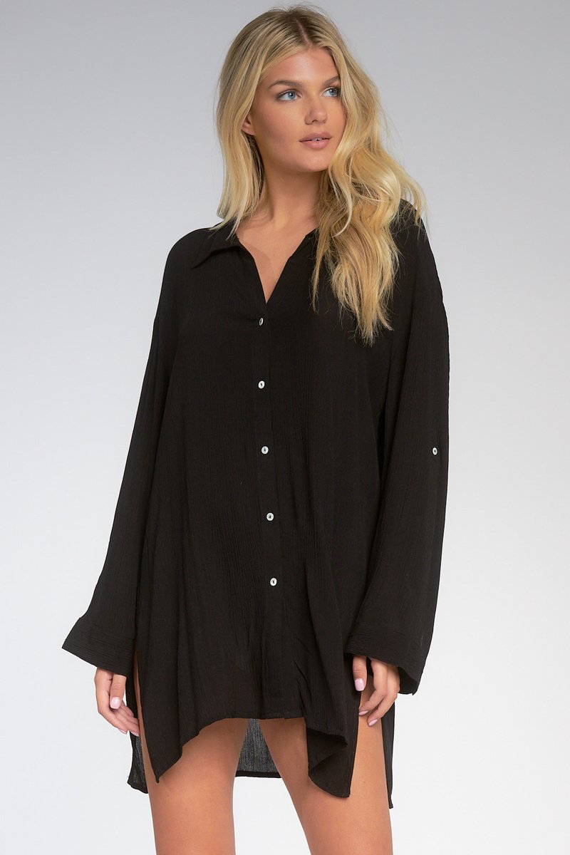 Black Button Up Coverup