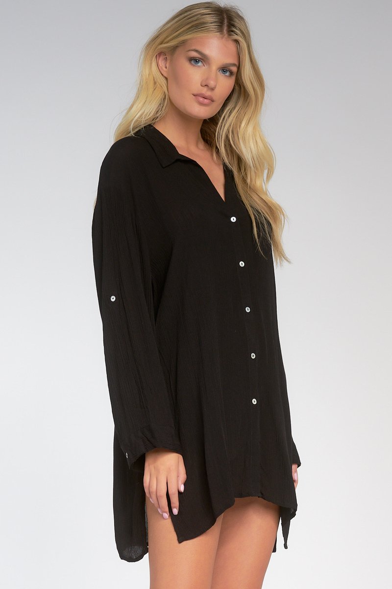 Black Button Up Coverup