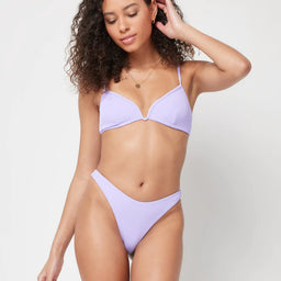 Light Purple Ribbed V-Wire Bikini Top 