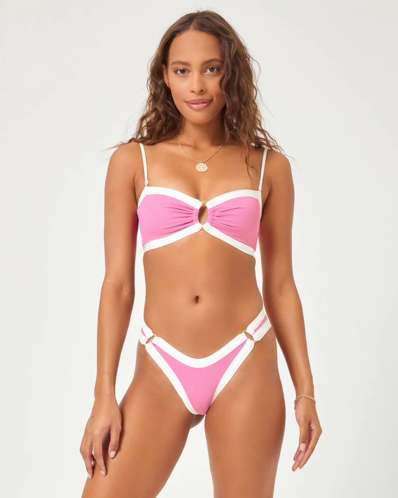 Color Block Ribbed Supportive Bikini Top