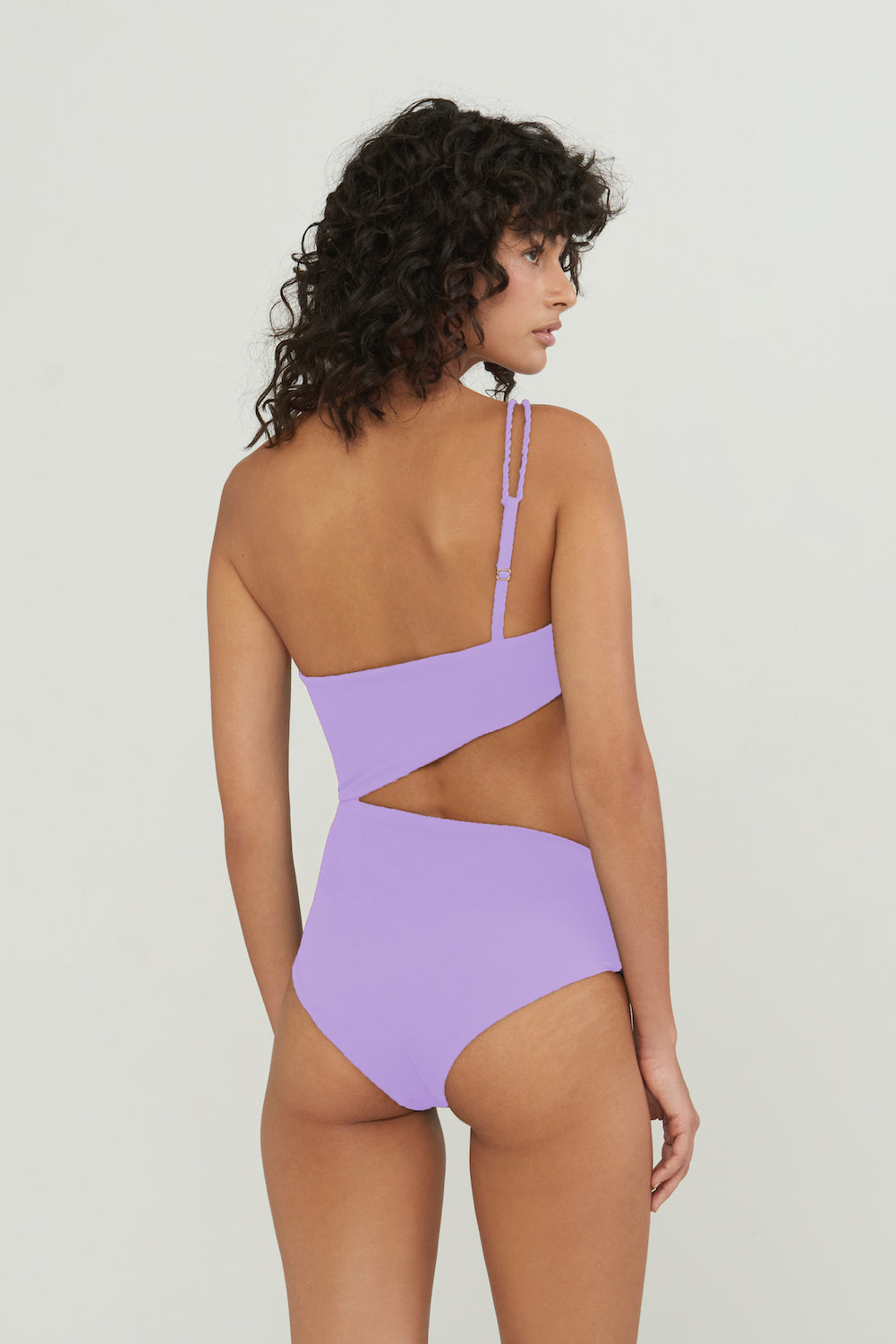 lilac purple one shoulder monokini swimsuit