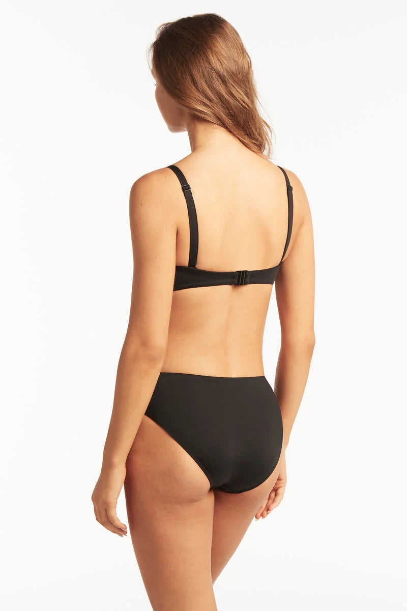 Black Twist Front Supportive Bandeau Bikini Top