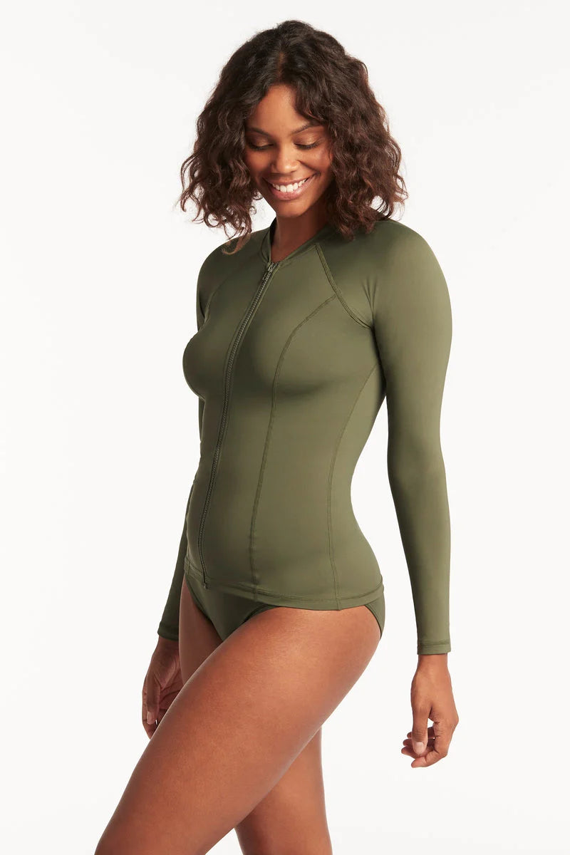 Dark Green Long Sleeve Rash Vest 